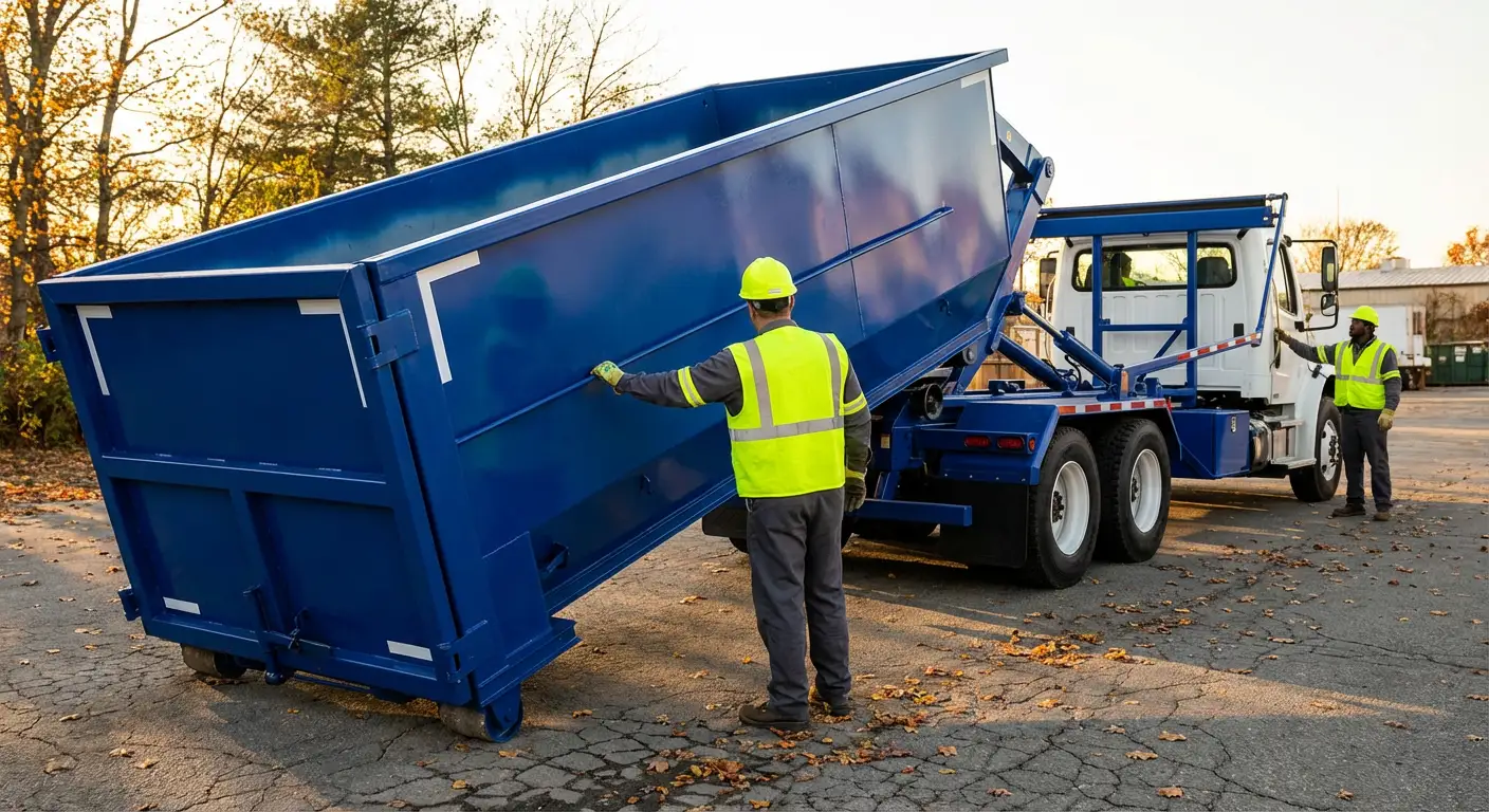 Commercial roll-off dumpster delivery truck in Victorville, CA