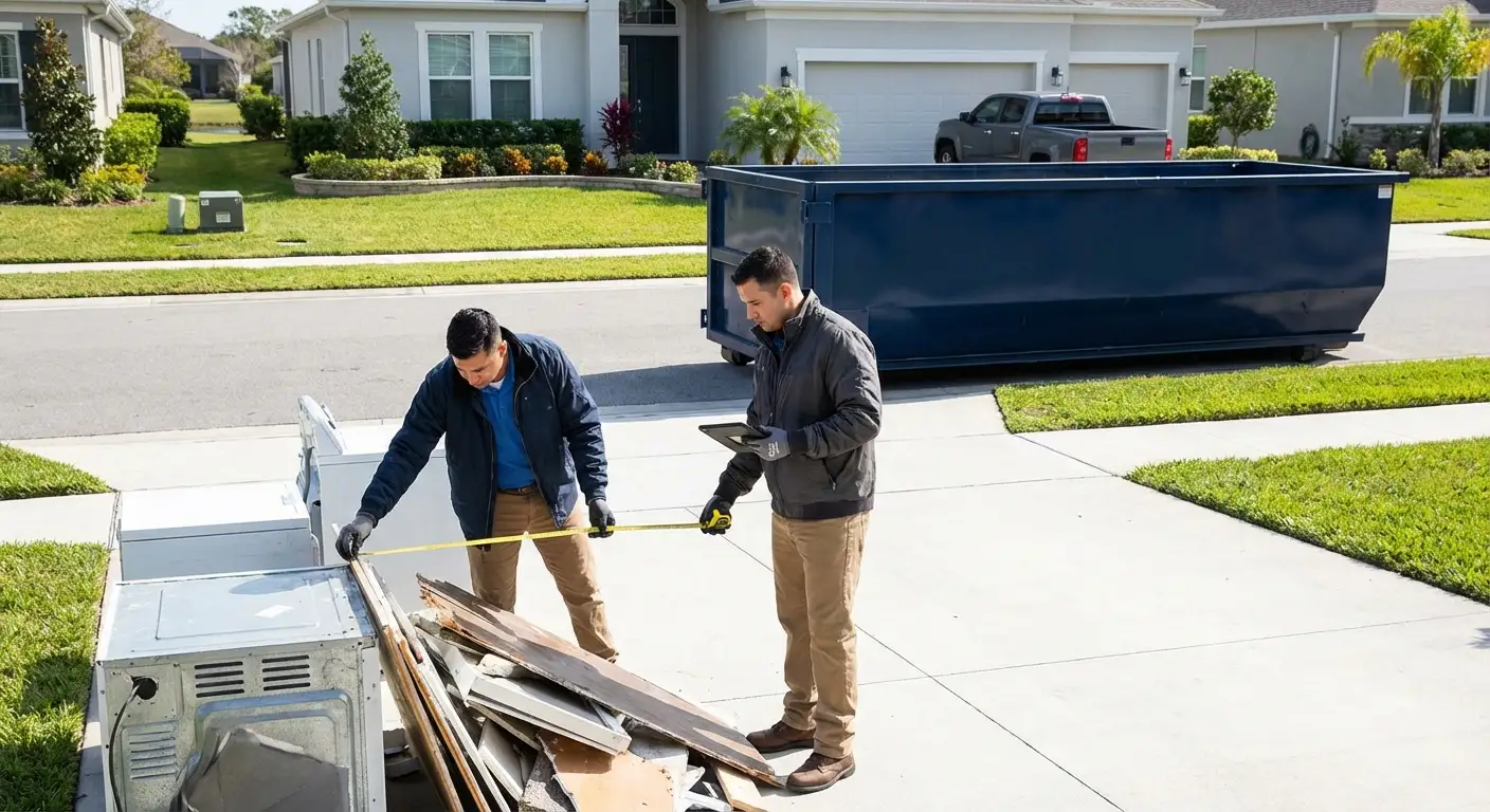 Concrete dumpster rental delivery truck in Victorville, CA