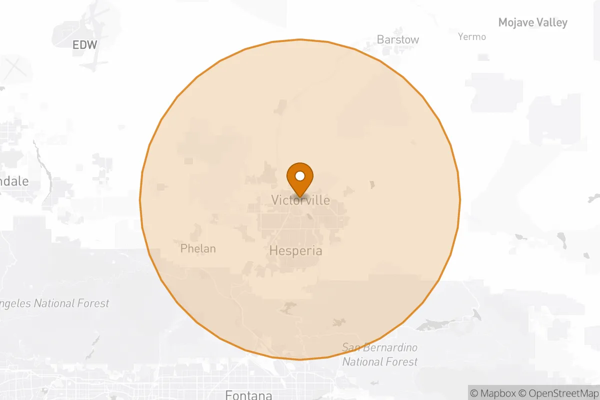 service area service area map in Victorville, CA